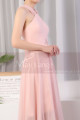 Long Pink Prom Dress Chiffon With Cut Out Top And Waist Belt - Ref L1975 - 05
