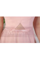 Long Pink Prom Dress Chiffon With Cut Out Top And Waist Belt - Ref L1975 - 06