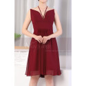 Robe De Cocktail A Bretelles Fines Bordeaux - Ref C923 - 02