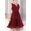 Crossed Back Short Burgundy Prom Dresses With Neck Straps - Ref C923 - 04