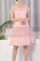 Ruffle Top Off The Shoulder Pink Cocktail Dress And Shiny Belt - Ref C924 - 02