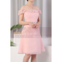 Ruffle Top Off The Shoulder Pink Cocktail Dress And Shiny Belt - Ref C924 - 03