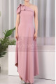 Asymmetrical Dusty Pink Ruffle Neckline Wedding Party Dresses - Ref L1976 - 05