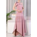 Asymmetrical Dusty Pink Ruffle Neckline Wedding Party Dresses - Ref L1976 - 02