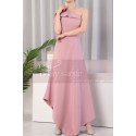 Asymmetrical Dusty Pink Ruffle Neckline Wedding Party Dresses - Ref L1976 - 06