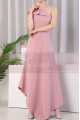 Asymmetrical Dusty Pink Ruffle Neckline Wedding Party Dresses - Ref L1976 - 06