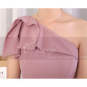 Asymmetrical Dusty Pink Ruffle Neckline Wedding Party Dresses - Ref L1976 - 04