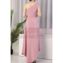 Asymmetrical Dusty Pink Ruffle Neckline Wedding Party Dresses - Ref L1976 - 03