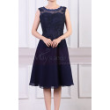 Sleeveless Short Navy Dress For Cocktail With Embroidered And Shiny Top - Ref C925 - 05