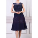 Sleeveless Short Navy Dress For Cocktail With Embroidered And Shiny Top - Ref C925 - 02
