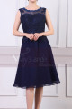 Sleeveless Short Navy Dress For Cocktail With Embroidered And Shiny Top - Ref C925 - 02