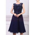 Sleeveless Short Navy Dress For Cocktail With Embroidered And Shiny Top - Ref C925 - 07