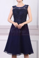 Sleeveless Short Navy Dress For Cocktail With Embroidered And Shiny Top - Ref C925 - 07