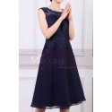 Sleeveless Short Navy Dress For Cocktail With Embroidered And Shiny Top - Ref C925 - 04