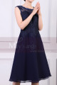 Sleeveless Short Navy Dress For Cocktail With Embroidered And Shiny Top - Ref C925 - 04