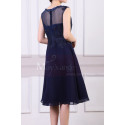 Sleeveless Short Navy Dress For Cocktail With Embroidered And Shiny Top - Ref C925 - 03