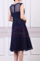Sleeveless Short Navy Dress For Cocktail With Embroidered And Shiny Top - Ref C925 - 03