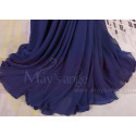 Cap Sleeves Blue Sexy Evening Dress With Slit And Crossed Back - Ref L1977 - 06