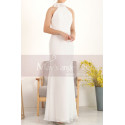 Adjusted Cut Civil Wedding Dress White With Halter Collar - Ref L1978 - 02