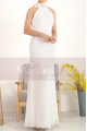 Adjusted Cut Civil Wedding Dress White With Halter Collar - Ref L1978 - 02