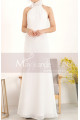Adjusted Cut Civil Wedding Dress White With Halter Collar - Ref L1978 - 04