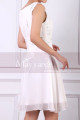 Sleeveless Short White Dress For Cocktails With Glitter Draped Top - Ref C926 - 02