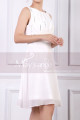 Sleeveless Short White Dress For Cocktails With Glitter Draped Top - Ref C926 - 03