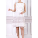 Sleeveless Short White Dress For Cocktails With Glitter Draped Top - Ref C926 - 04
