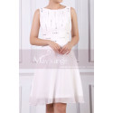Sleeveless Short White Dress For Cocktails With Glitter Draped Top - Ref C926 - 06