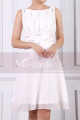 Sleeveless Short White Dress For Cocktails With Glitter Draped Top - Ref C926 - 06