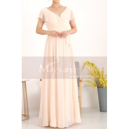 Floor Length Chiffon Yellow Pale Mother Of The Groom Dresses With Sleeves