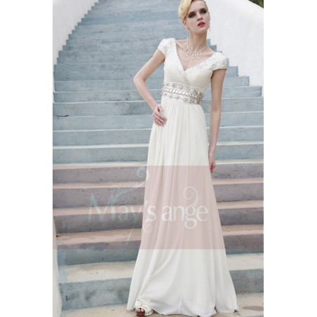 Robe de soirée pour mariage Emeline blanc casse