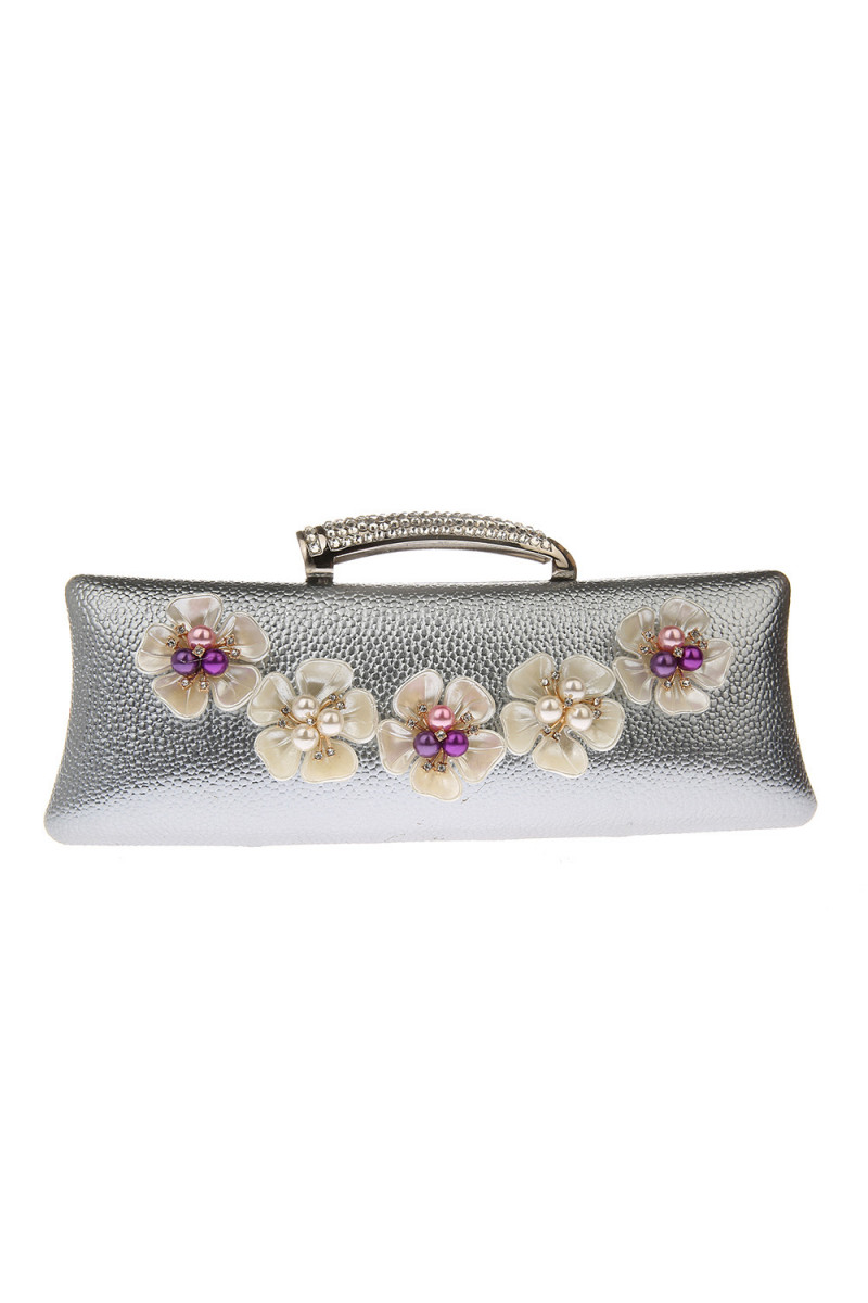 Evening clutch ivory flower and pearls
