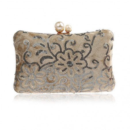 Pochette mariage dorée paillettes