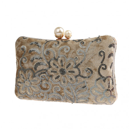 Pochette De Soirée Femme En Forme De Coquillage Pailleté - Sac à Main Blanc Avec Chaînes Amovibles