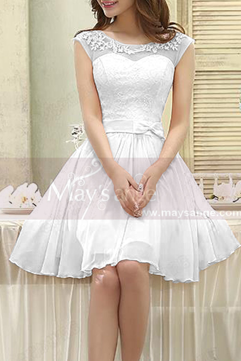 Illusion Bodice Short Pink Bridesmaid Dress - Ref C813 - 01