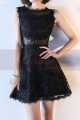 Lace Black Short Semi-Formal Dress With Yoke - Ref C989 - 02