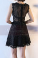 Lace Black Short Semi-Formal Dress With Yoke - Ref C989 - 04