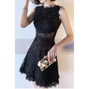 Lace Black Short Semi-Formal Dress With Yoke - Ref C989 - 05