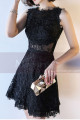Lace Black Short Semi-Formal Dress With Yoke - Ref C989 - 05