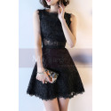 Lace Black Short Semi-Formal Dress With Yoke - Ref C989 - 06