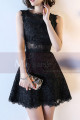 Lace Black Short Semi-Formal Dress With Yoke - Ref C989 - 06