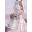 Two Knots Halter Neck Champagne Wedding Guest Dress Embroidered - Ref C990 - 03