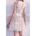 Two Knots Halter Neck Champagne Wedding Guest Dress Embroidered - Ref C990 - 04
