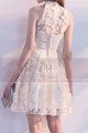 Two Knots Halter Neck Champagne Wedding Guest Dress Embroidered - Ref C990 - 04