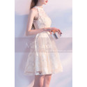 Two Knots Halter Neck Champagne Wedding Guest Dress Embroidered - Ref C990 - 06