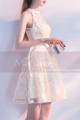 Two Knots Halter Neck Champagne Wedding Guest Dress Embroidered - Ref C990 - 06