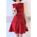 Short Sleeveless Red Lace Evening Dress - Ref C991 - 03