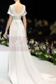 Scalloped V-Neck White Vintage Wedding Dresses With Sleeves - Ref L1989 - 03