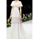 Scalloped V-Neck White Vintage Wedding Dresses With Sleeves - Ref L1989 - 04